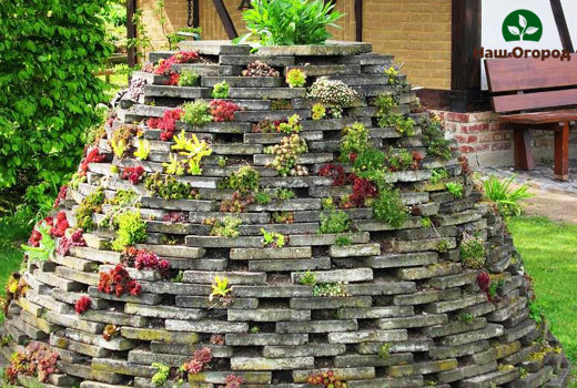 Interessante design di un giardino roccioso nel loro cottage estivo